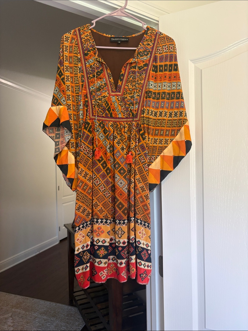Tanvi Keeda Orange Patterned Mini Dress